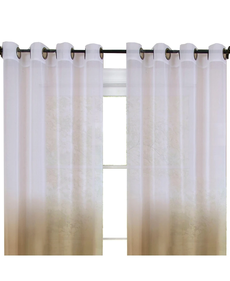 Kate Aurora Tropical Living Semi Matte Sheer Ombre Chic Grommet Top Window Curtains - 52 in. W x 84 L