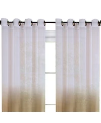 Kate Aurora Tropical Living Semi Matte Sheer Ombre Chic Grommet Top Window Curtains - 52 in. W x 84 L
