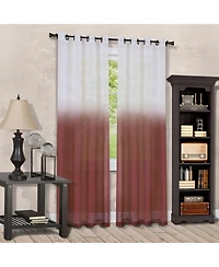 Kate Aurora Tropical Living Semi Matte Sheer Ombre Chic Grommet Top Window Curtains - 52 in. W x 84 L