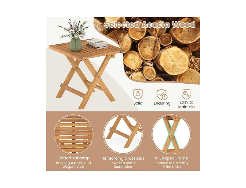 Slickblue Set of 2 Space-Saving Outdoor Folding Side Tables for Patio
