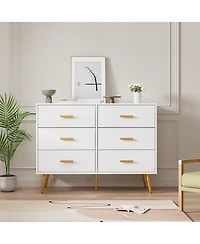 gaomon Dresser for Bedroom, Modern Wood Dresser with 6 Wide Drawers