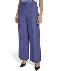 Calvin Klein Petite Mid-Rise Zip Closure Wide-Leg Pants