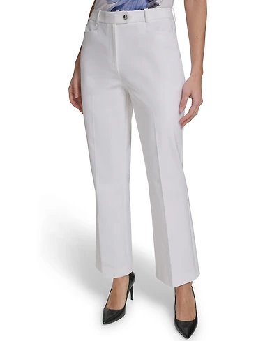 Calvin Klein Petite Mid-Rise Zip Closure Straight-Leg Pants