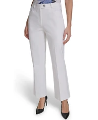 Calvin Klein Petite Mid-Rise Zip Closure Straight-Leg Pants