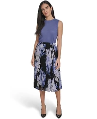 Calvin Klein Petite Pleated A-Line Midi Skirt