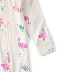 Carter's Baby Girls' PurelySoft Flamingo 2-Way Zip Snug Fit Sleep & Play Pajamas
