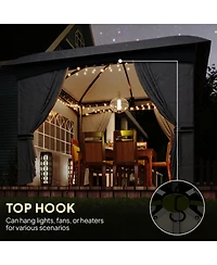 Outsunny 11' x 11' Outdoor Gazebo with Curtains, Church Windows,