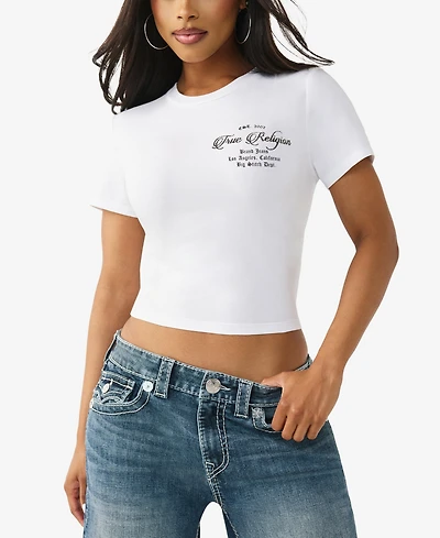 True Religion Women's Crystal Buddha Baby T-Shirt