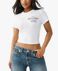 True Religion Women's Crystal Buddha Baby T-Shirt