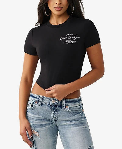 True Religion Women's Crystal Buddha Baby T-Shirt