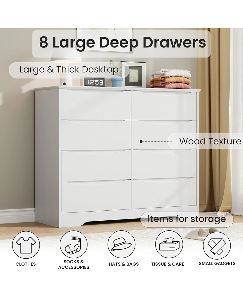 gaomon Wooden -Drawer Dresser, Tall Modern Storage Chest with Wide Top for Bedroom, Living Room, Hallway