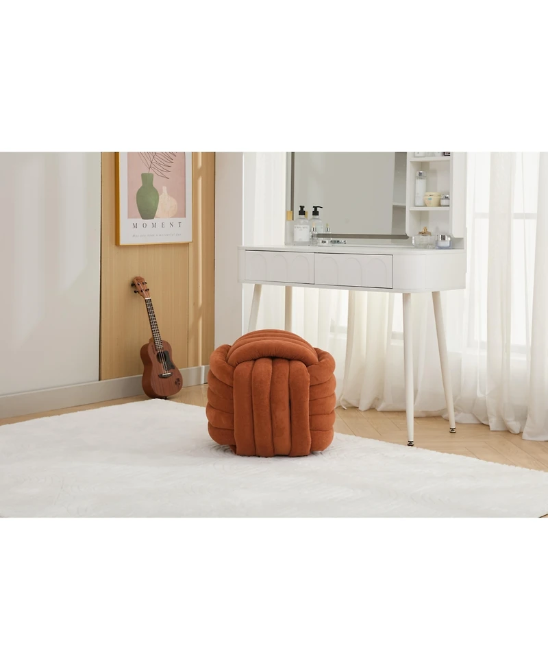 Streamdale Ottoman Vanity Stool Knotted Chenille Fabric, Modern, Stylish