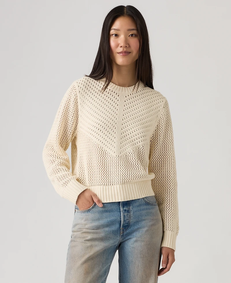 Levi's Women's Gaelle Long-Sleeve Crochet Pull-On Sweater