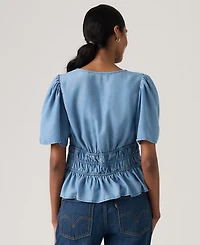 Levi's Women's V-Neck Floral-Print Short-Sleeve Blouse