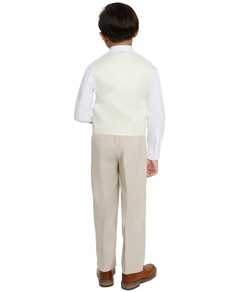 Haggar Boys' 4T-8 V-Neck Vest, Pants, Shirt and Tie, 4-Piece Set