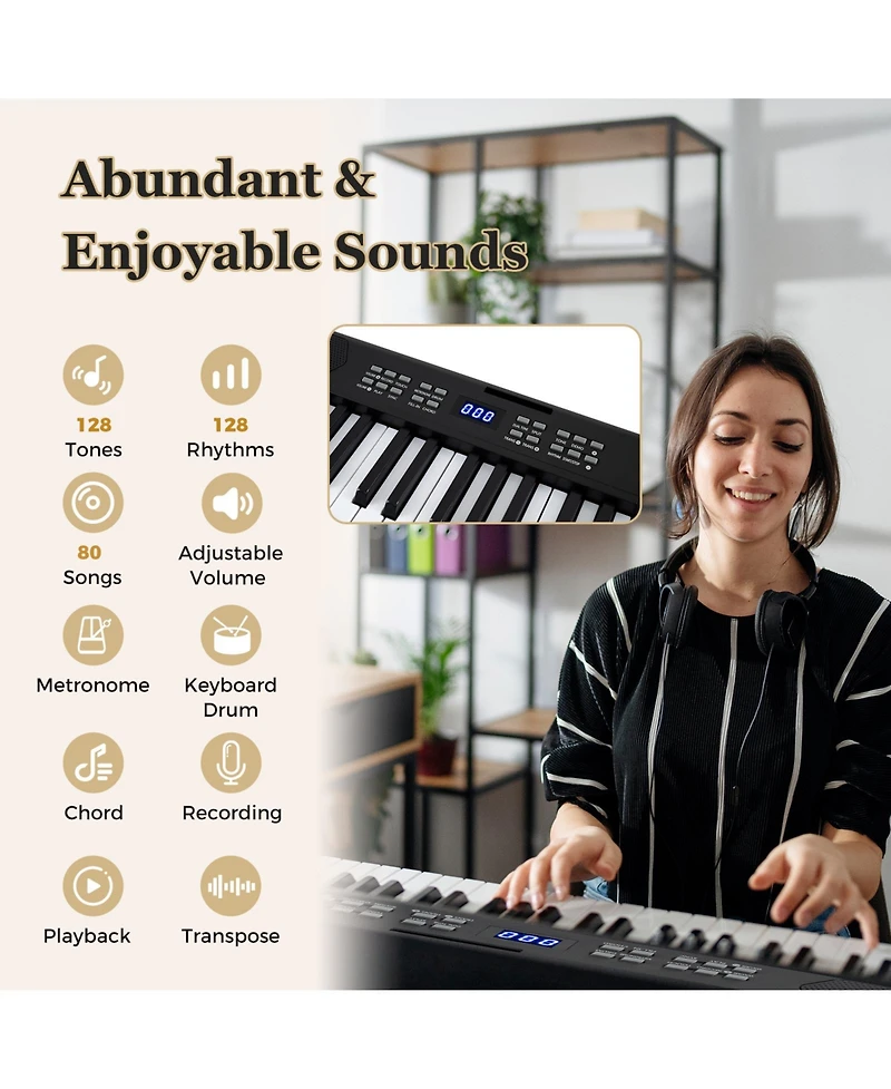 Mecale 61-Key Foldable Full-Size Electronic Piano Keyboard with Midi & Split Function, Portable for