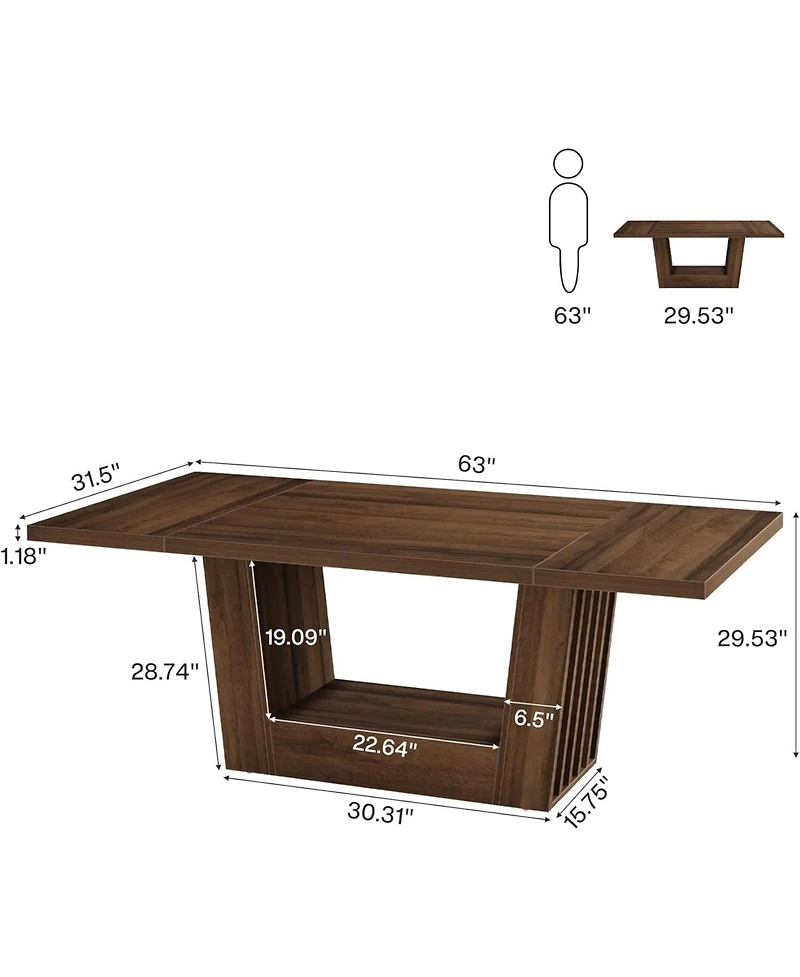 Tribesigns 63'' Executive Office Desk, Modern Computer Home Office Desk with Robust Base, Large Wooden Conference Table