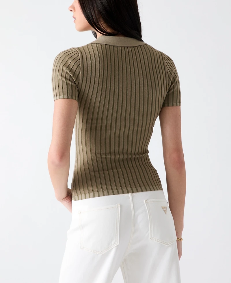 Guess Women's Regina Short-Sleeve Polo Sweater