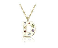 Genevive Unique 14K Gold Plated Multifaceted Cz Initial Pendant Necklace