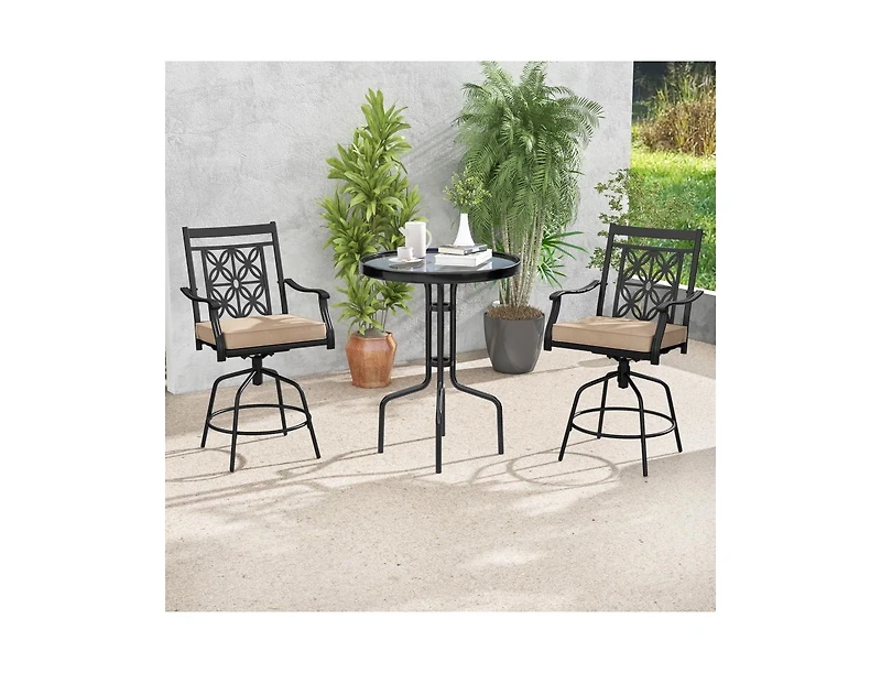 Slickblue 2-Piece Outdoor Swivel Bar Stool Set with Padded Cushions