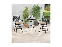 Slickblue 2-Piece Outdoor Swivel Bar Stool Set with Padded Cushions