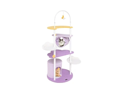 Aostirmotor 62" Large Cat Tower with Metal Frame & Jumping Platforms, Sturdy Indoor Cat Furniture