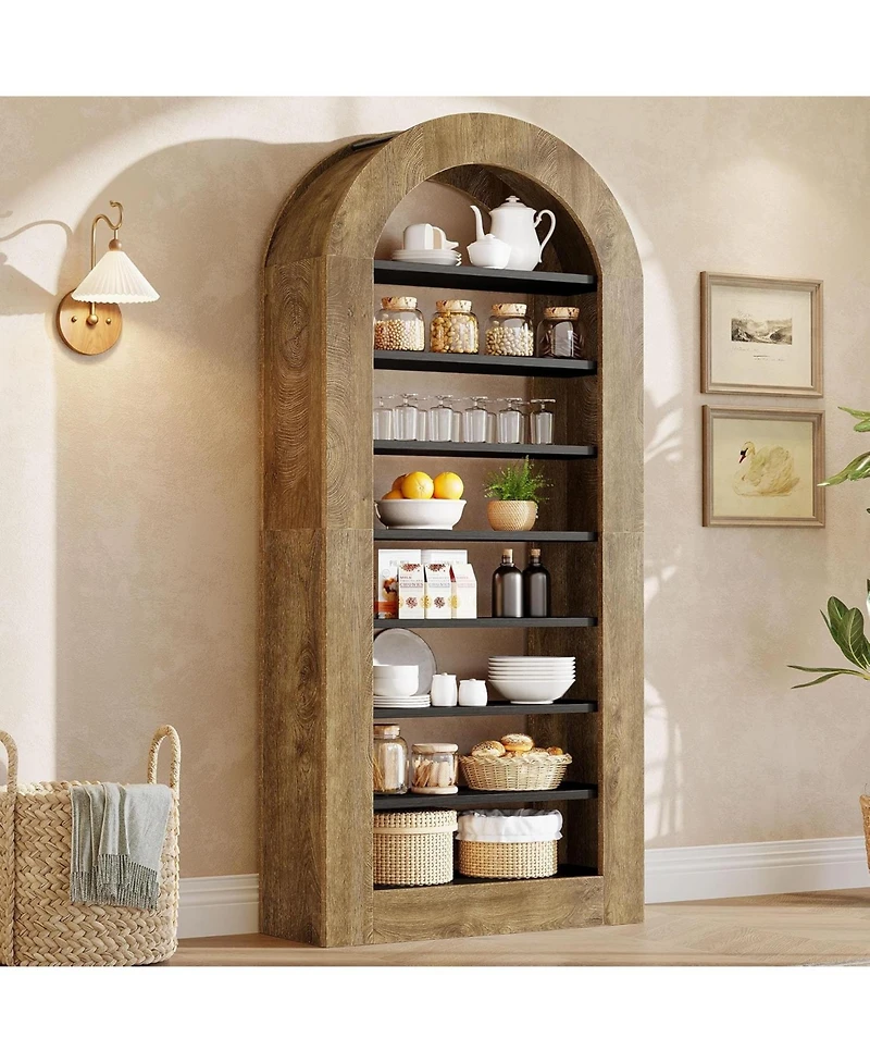 Tribesigns 8-Tier Arched Bookshelf, 70.9'' Bookcase with Storage, Modern Bookshelf
