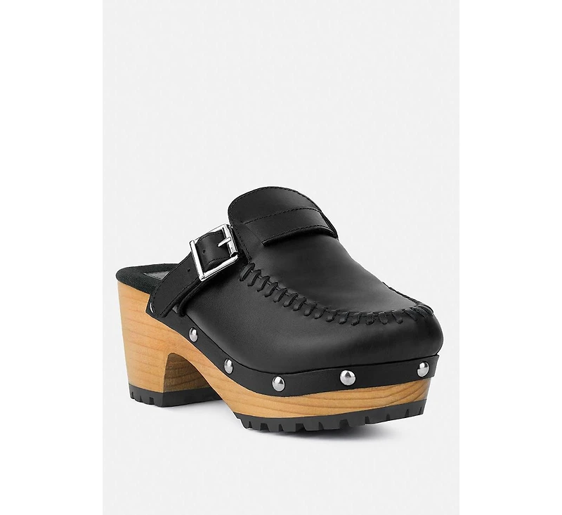 Choctav Womens Handcrafted Leather Clogs