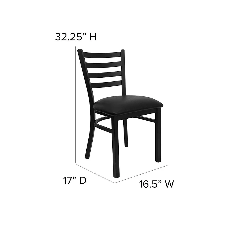 Emma+Oliver 2 Pack Ladder Back Metal Restaurant Chair