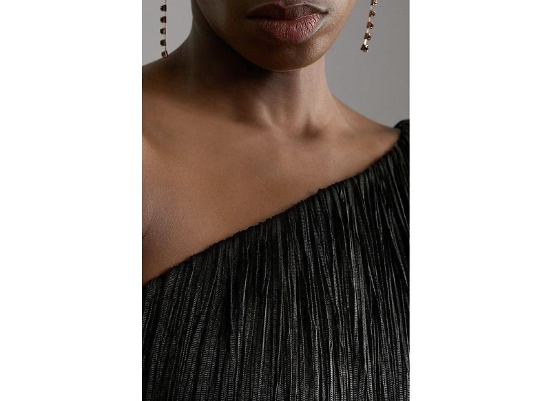 Karen Millen Women's Asymmetric Draped Fringe Mini Dress