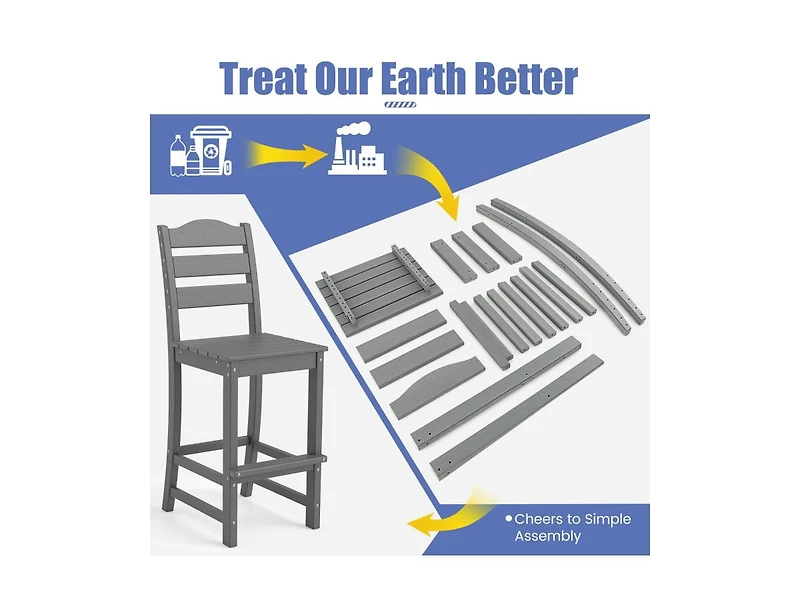 Slickblue 30 Inch Outdoor Counter Height Bar Stools Set of 2 with Backs
