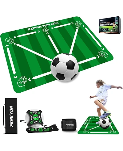 peneyon Soccer Training Mat with Adjustable Trainer – Non-Slip Soccer Equipment for Kids & Youth to Boost Speed, Strength & Coordination