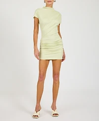 Line & Dot Women's Mock Neck Draped Mini Dress