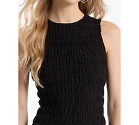 Michael Kors Women's Smocked Scoop Neck Fit & Flare Dress