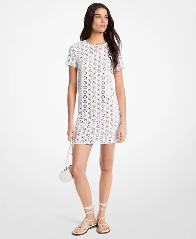 Michael Kors Women's Crochet Crewneck A-Line Mini Dress