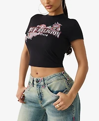 True Religion Women's Crystal Snake Baby T-Shirt