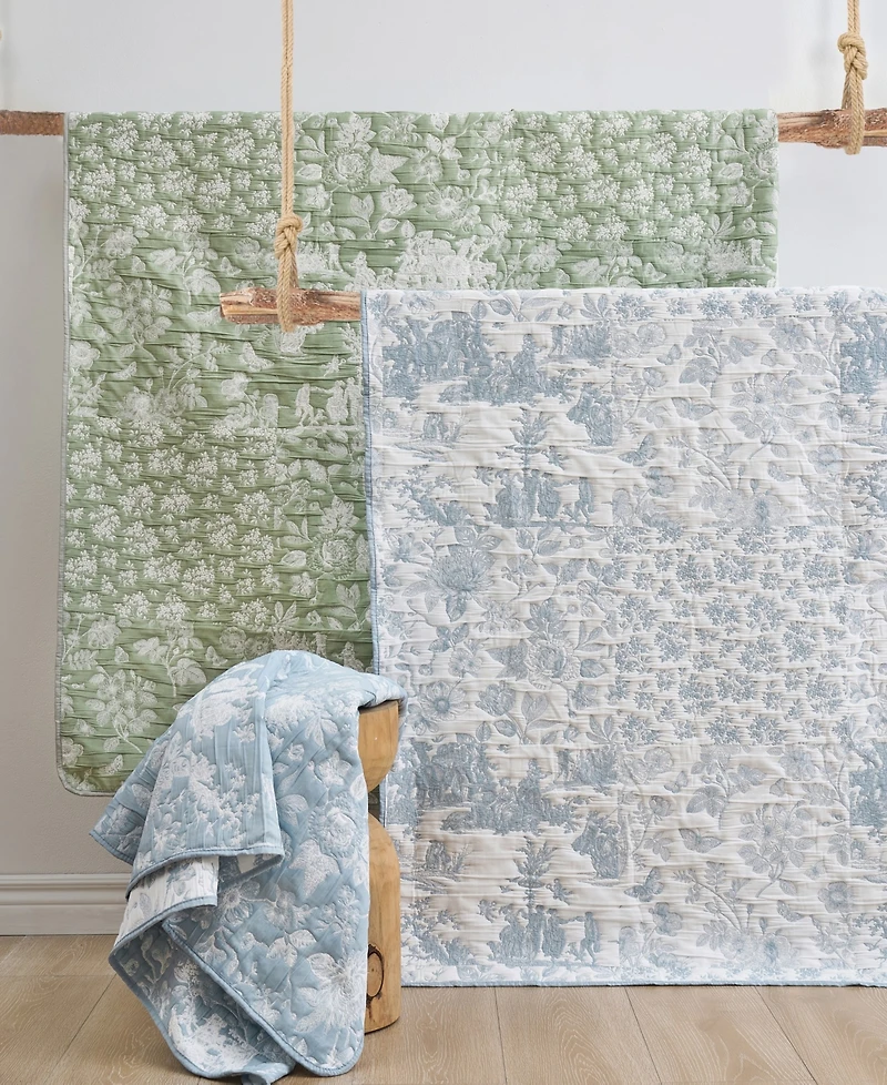 Greenland Home Fashions Patchwork Toile Reversible Matelasse Throw, 50" x 60"