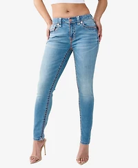 True Religion Women's Jennie Mid-Rise Skinny Super T Flap Jeans
