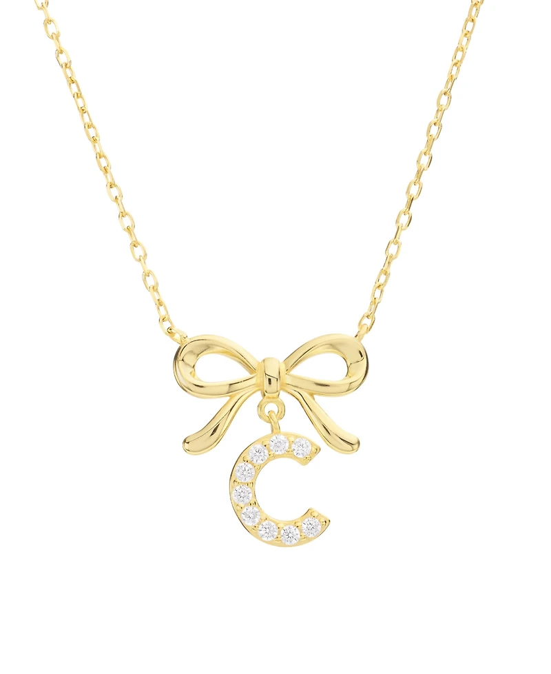 Macy's Gold Plated Bow Initial Necklaces