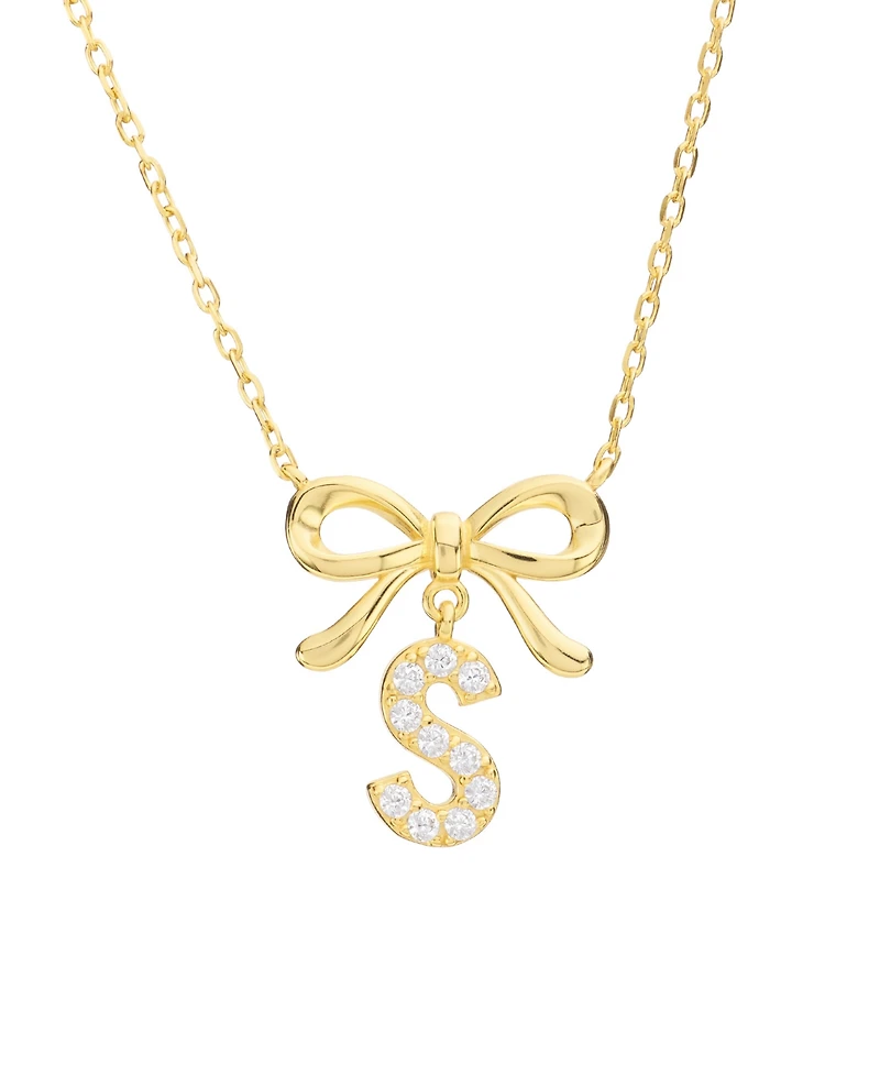 Macy's Gold Plated Bow Initial Necklaces