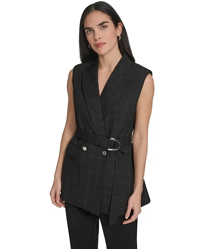 Calvin Klein Women's Windowpane Tie-Waist Vest