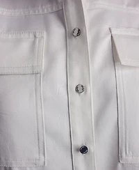 Dkny Petite Crinkle Short-Sleeve Camp Shirt