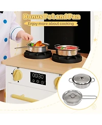 Mecale Kids Wooden Kitchen Playset with Stove, Sound & Lights for Ages 3