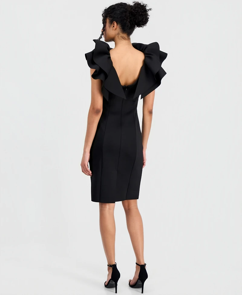 Anne Klein Women's Ruffle-Shoulder Boat-Neck Sheath Dress