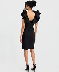Anne Klein Women's Ruffle-Shoulder Boat-Neck Sheath Dress