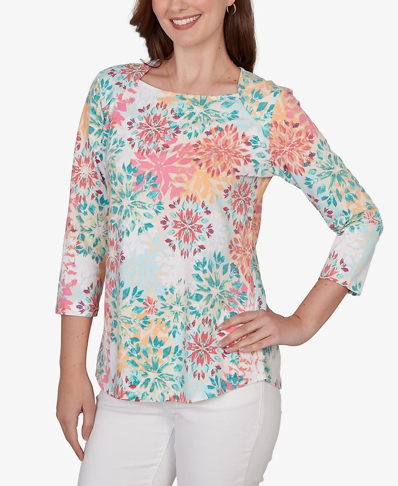 Ruby Rd. Petite Floral Medallion Knit Top