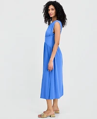 Anne Klein Women's Boat-Neck Shirred Midi Dress