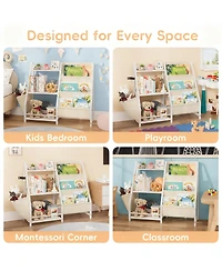 Yigii Bookcase for Kids: 3-Tier Storage with Pockets, Toys Rack, Safety