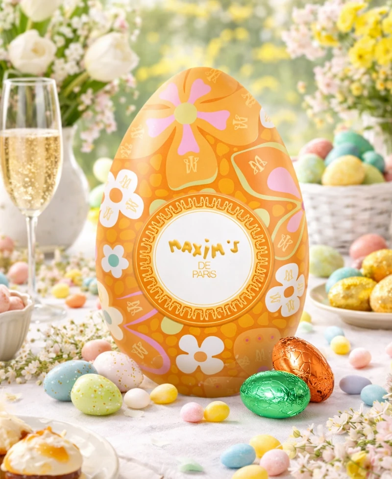 Maxim's De Paris Orange Floral Easter Egg Tin Chocolate Eggs, 12-Pc.