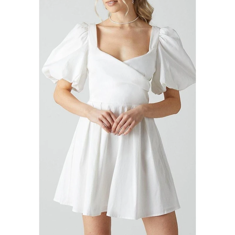 Coast Women's Puff Sleeve Mini Wedding Dress